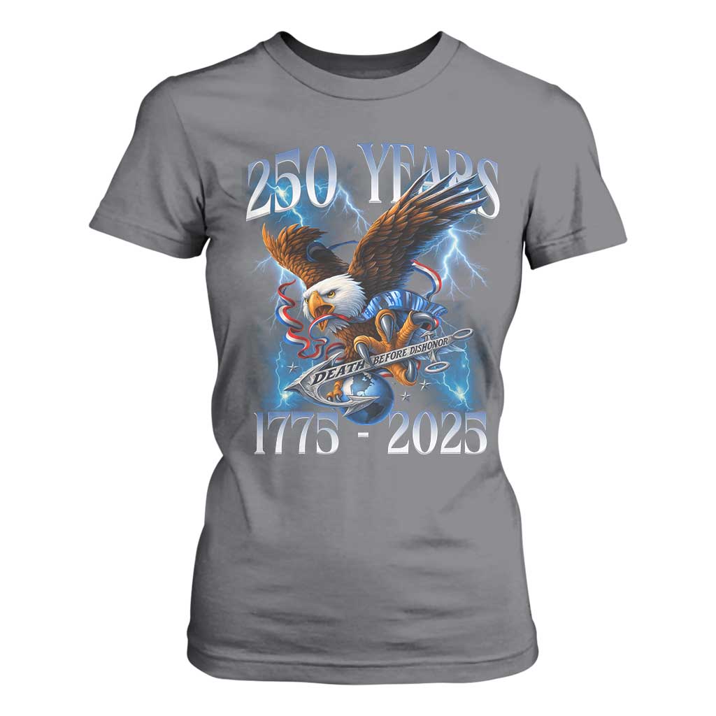 Marine Veteran 250th Anniversary T Shirt For Women Eagle Patriotic Military Gift for Marines Veterans TS10 Charcoal Print Your Wear