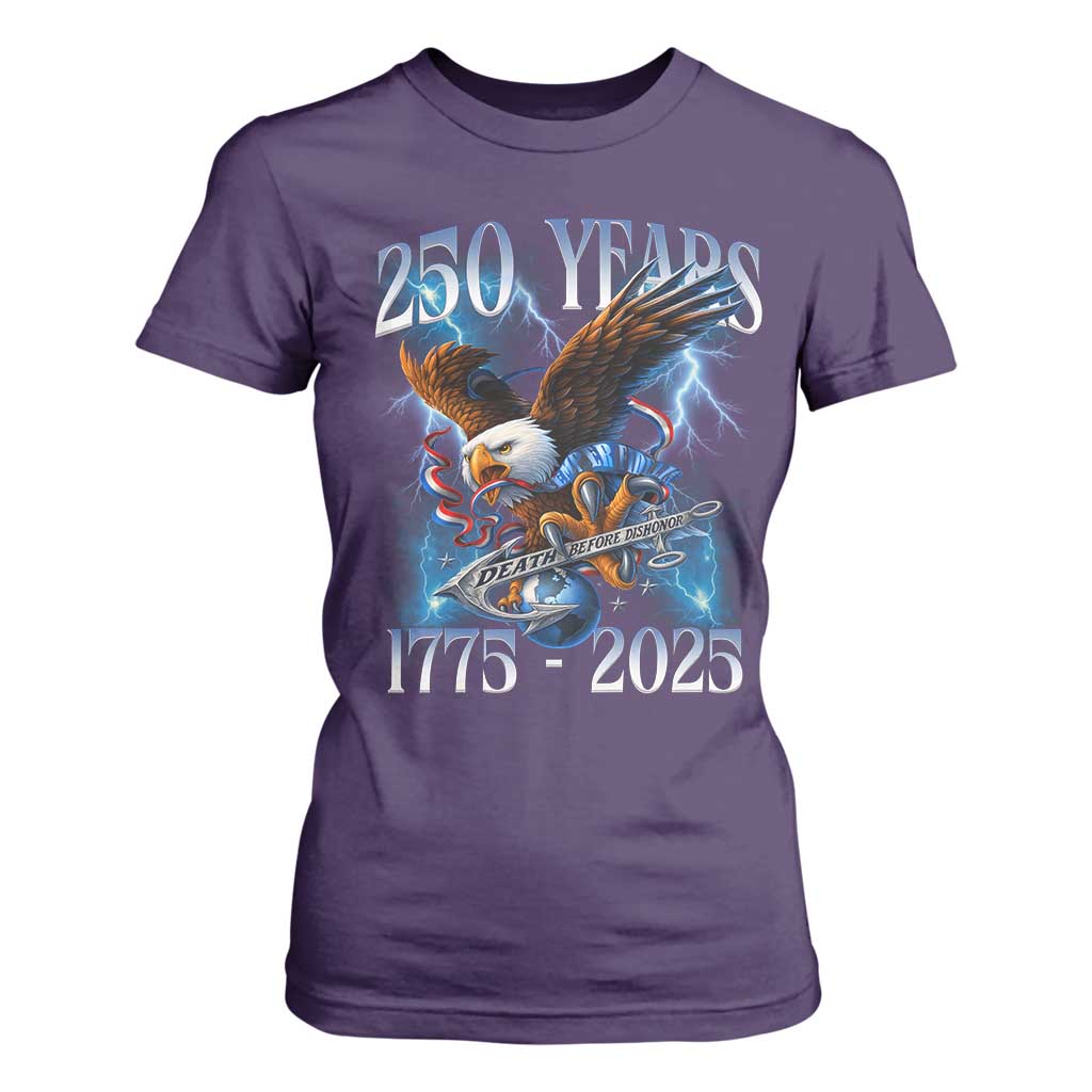 Marine Veteran 250th Anniversary T Shirt For Women Eagle Patriotic Military Gift for Marines Veterans TS10 Purple Print Your Wear