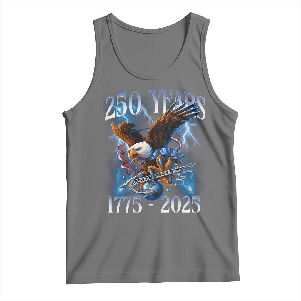 Marine Veteran 250th Anniversary Tank Top Eagle Patriotic Military Gift for Marines Veterans TS10 Black Heather Print Your Wear