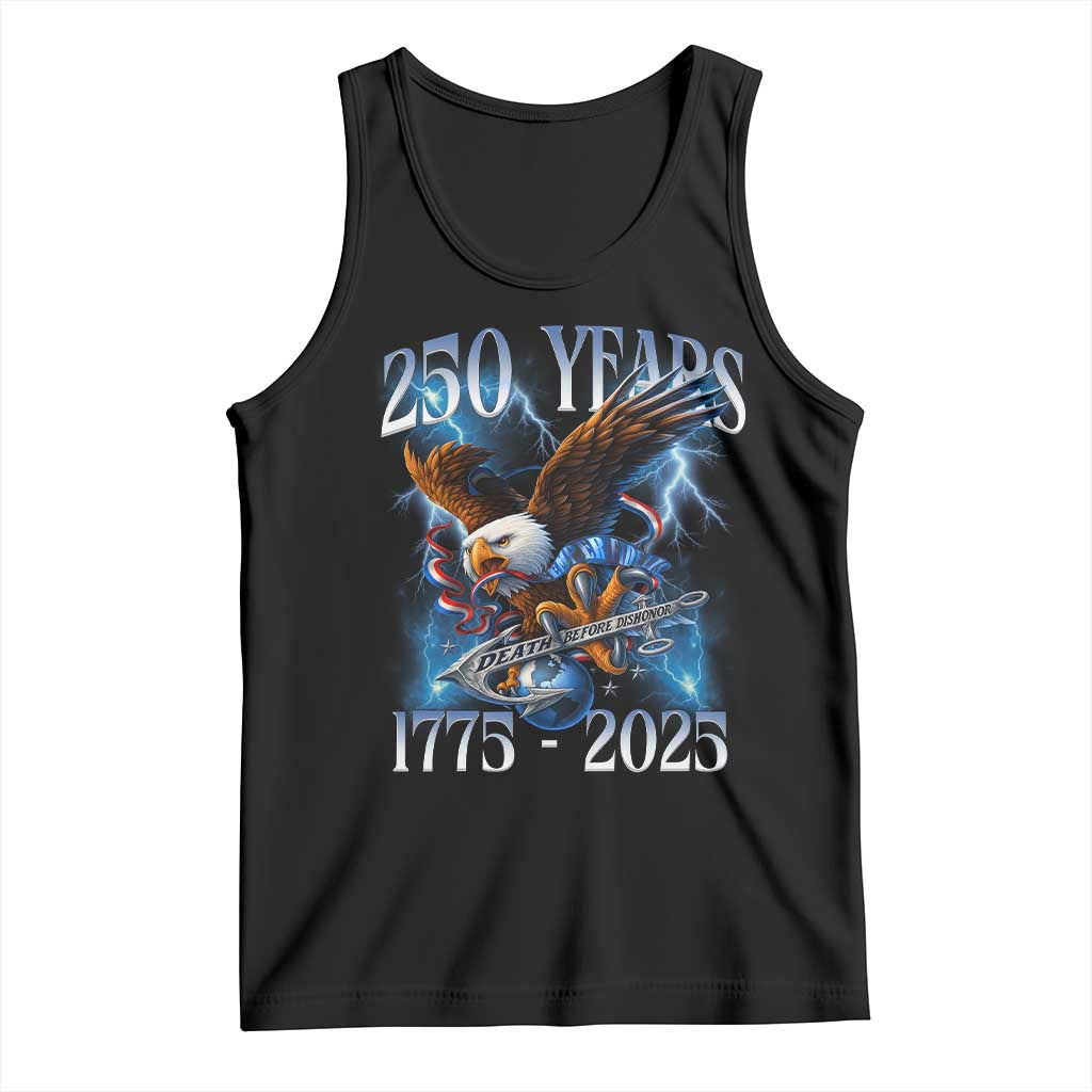 Marine Veteran 250th Anniversary Tank Top Eagle Patriotic Military Gift for Marines Veterans TS10 Black Print Your Wear