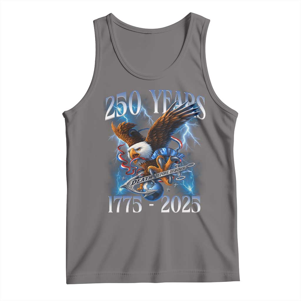 Marine Veteran 250th Anniversary Tank Top Eagle Patriotic Military Gift for Marines Veterans TS10 Deep Heather Print Your Wear