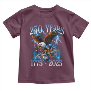 Marine Veteran 250th Anniversary Toddler T Shirt Eagle Patriotic Military Gift for Marines Veterans TS10 Maroon Print Your Wear