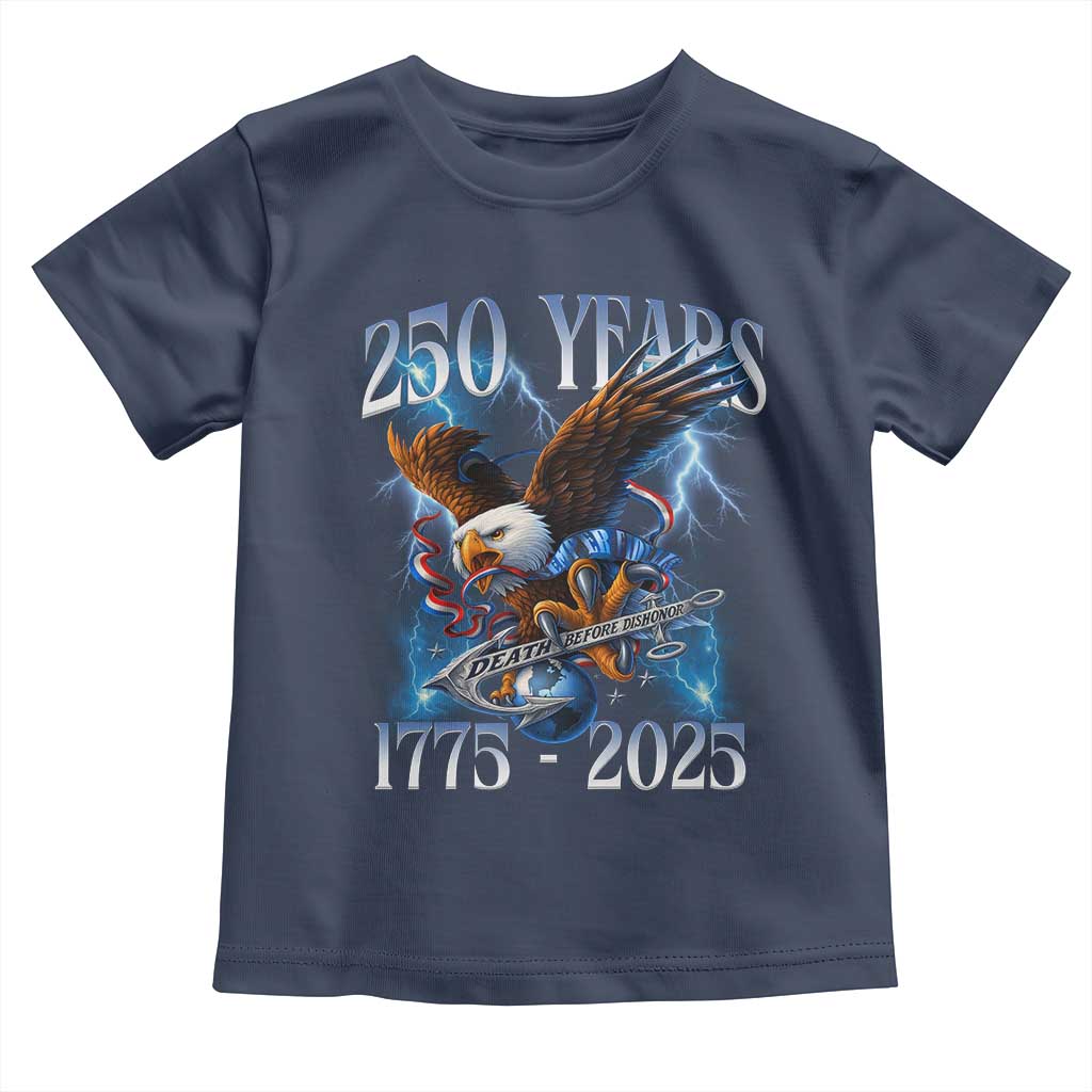 Marine Veteran 250th Anniversary Toddler T Shirt Eagle Patriotic Military Gift for Marines Veterans TS10 Navy Print Your Wear