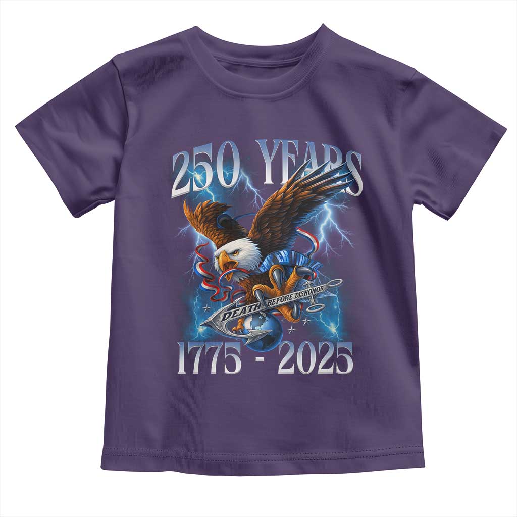 Marine Veteran 250th Anniversary Toddler T Shirt Eagle Patriotic Military Gift for Marines Veterans TS10 Purple Print Your Wear