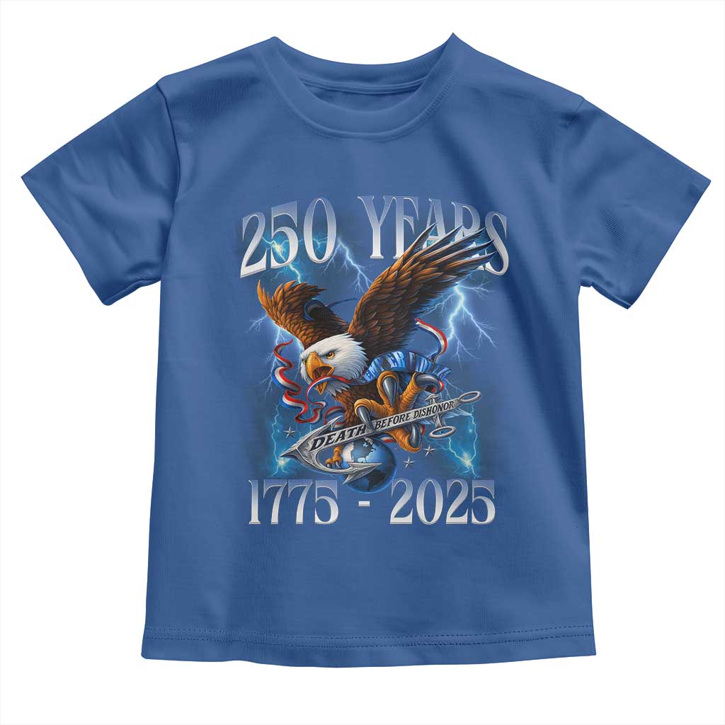 Marine Veteran 250th Anniversary Toddler T Shirt Eagle Patriotic Military Gift for Marines Veterans TS10 Royal Blue Print Your Wear