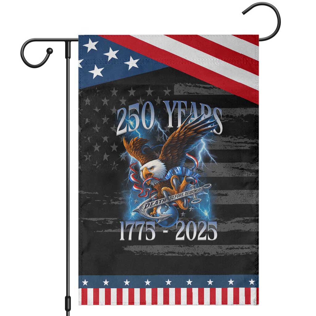 Marine Veteran 250th Anniversary Garden Flag Eagle Patriotic Military Gift for Marines Veterans TS10 Distressed Black Blue Print Your Wear