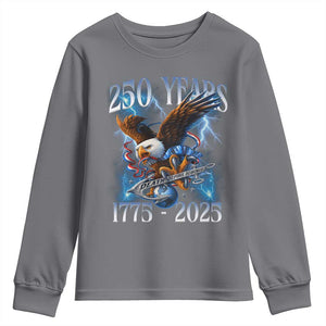 Marine Veteran 250th Anniversary Youth Sweatshirt Eagle Patriotic Military Gift for Marines Veterans TS10 Charcoal Print Your Wear