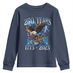 Marine Veteran 250th Anniversary Youth Sweatshirt Eagle Patriotic Military Gift for Marines Veterans TS10 Navy Print Your Wear