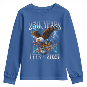 Marine Veteran 250th Anniversary Youth Sweatshirt Eagle Patriotic Military Gift for Marines Veterans TS10 Royal Blue Print Your Wear