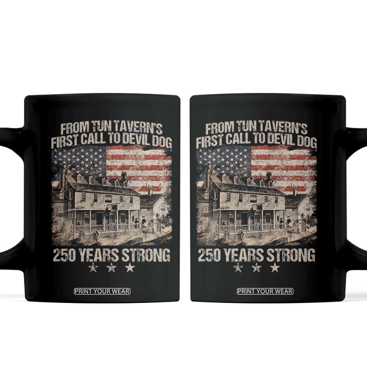 Tun Tavern 250th Anniversary Coffee Mug Patriotic Veteran Military Gift American Flag - Print Your Wear