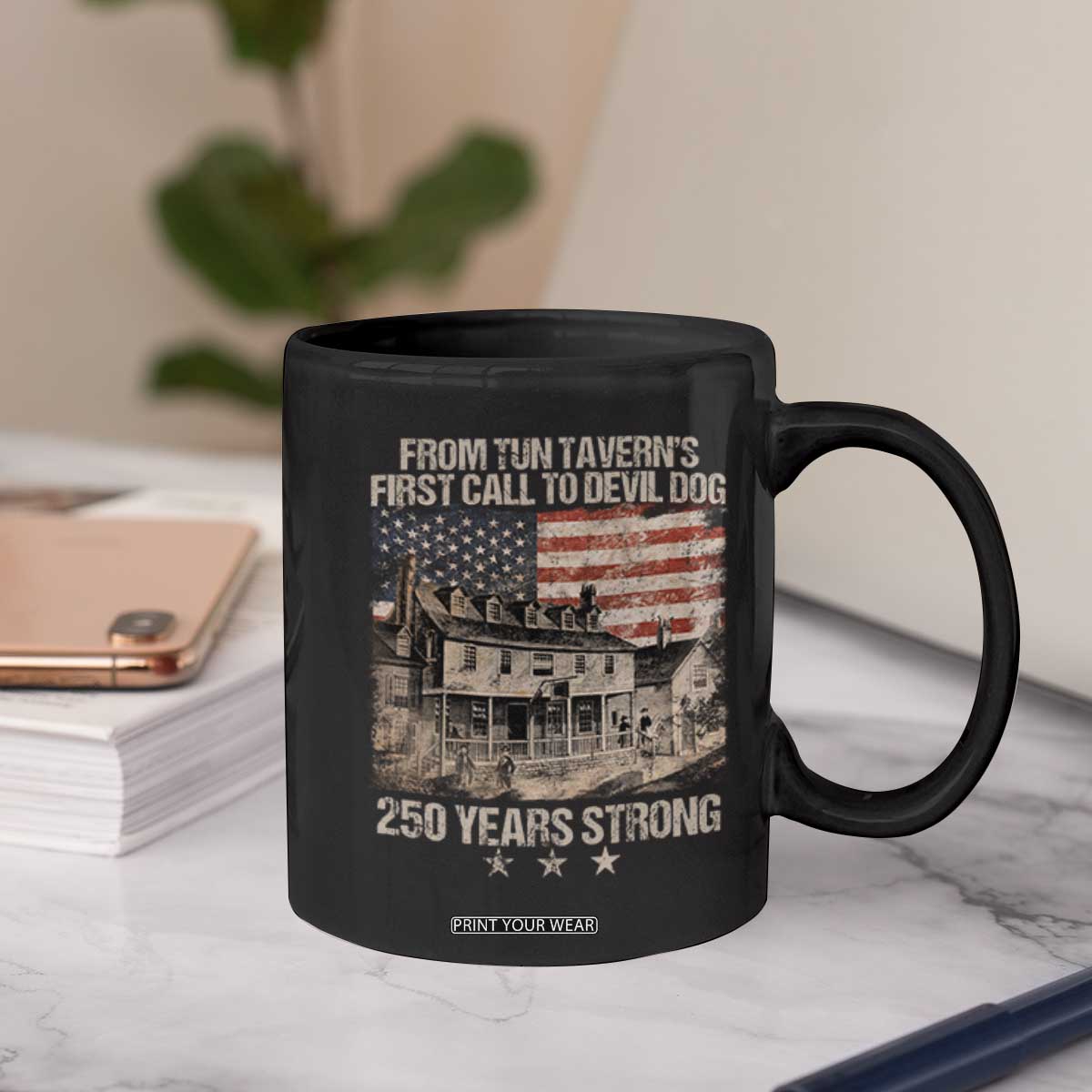Tun Tavern 250th Anniversary Coffee Mug Patriotic Veteran Military Gift American Flag TS10 Print Your Wear