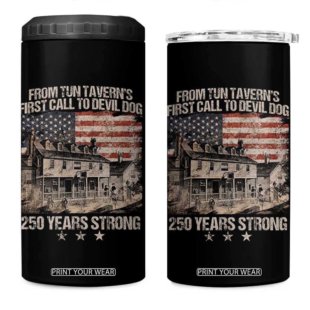 Tun Tavern 250th Anniversary 4 in 1 Can Cooler Tumbler Patriotic Veteran Military Gift American Flag - Print Your Wear