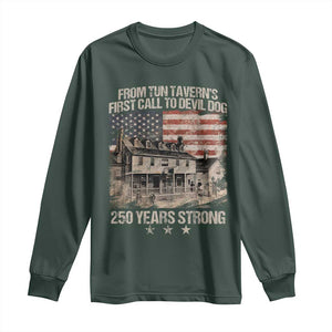 Tun Tavern 250th Anniversary Long Sleeve Shirt Patriotic Veteran Military Gift American Flag TS10 Dark Forest Green Print Your Wear