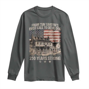 Tun Tavern 250th Anniversary Long Sleeve Shirt Patriotic Veteran Military Gift American Flag TS10 Dark Heather Print Your Wear