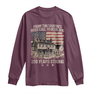 Tun Tavern 250th Anniversary Long Sleeve Shirt Patriotic Veteran Military Gift American Flag TS10 Maroon Print Your Wear