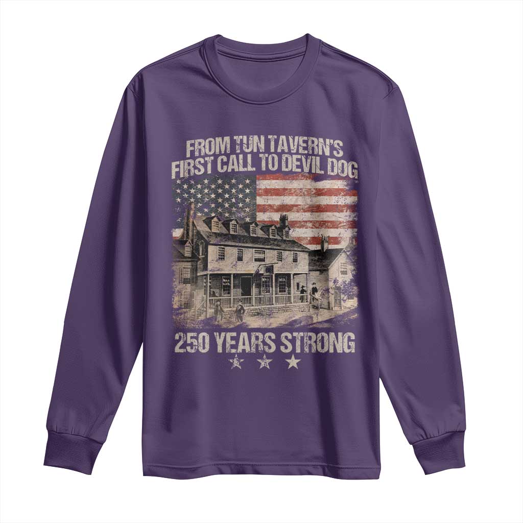 Tun Tavern 250th Anniversary Long Sleeve Shirt Patriotic Veteran Military Gift American Flag TS10 Purple Print Your Wear