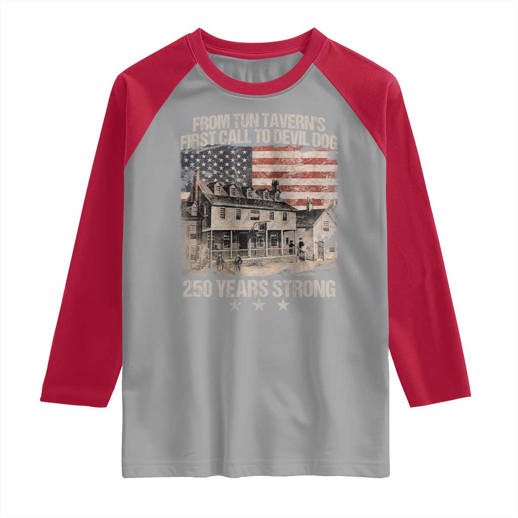Tun Tavern 250th Anniversary Raglan Shirt Patriotic Veteran Military Gift American Flag TS10 Sport Gray Red Print Your Wear