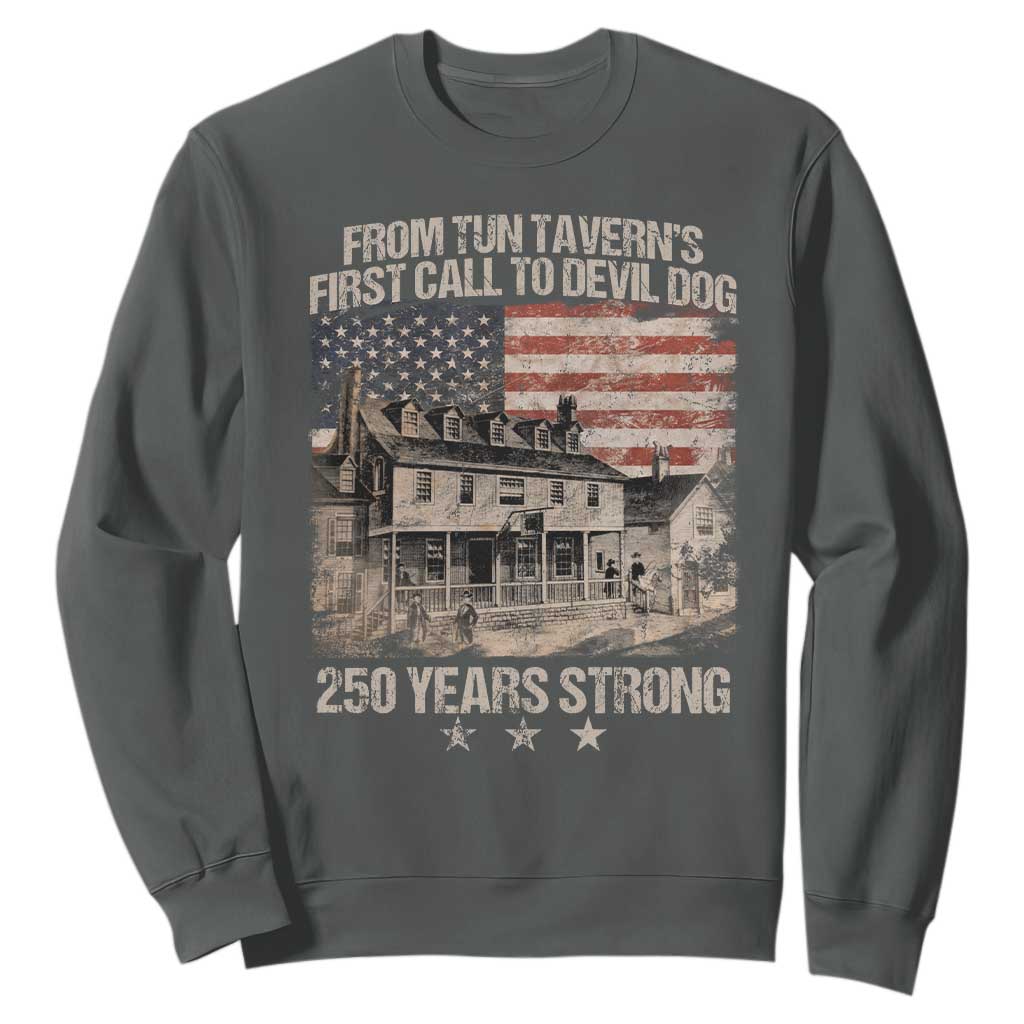 Tun Tavern 250th Anniversary Sweatshirt Patriotic Veteran Military Gift American Flag TS10 Dark Heather Print Your Wear