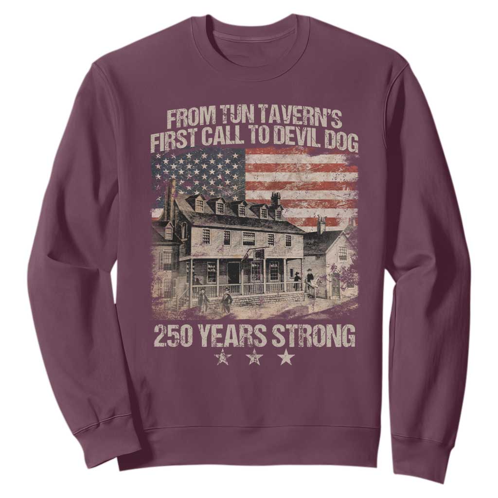 Tun Tavern 250th Anniversary Sweatshirt Patriotic Veteran Military Gift American Flag TS10 Maroon Print Your Wear