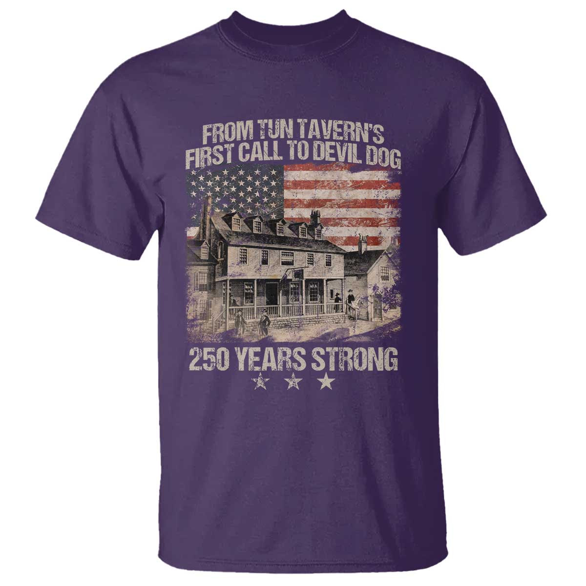 Tun Tavern 250th Anniversary T Shirt Patriotic Veteran Military Gift American Flag TS10 Purple Print Your Wear