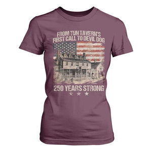Tun Tavern 250th Anniversary T Shirt For Women Patriotic Veteran Military Gift American Flag TS10 Maroon Print Your Wear