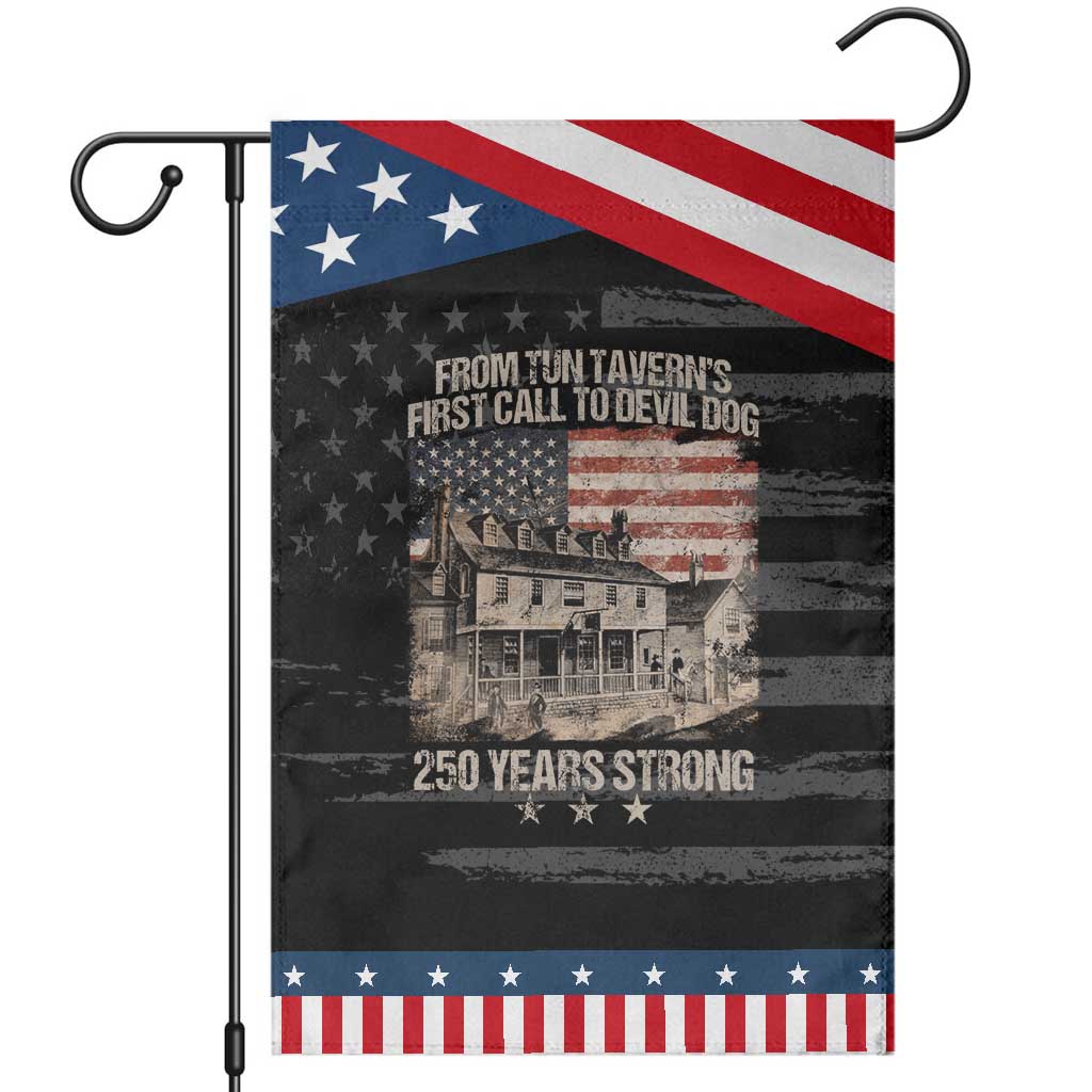 Tun Tavern 250th Anniversary Garden Flag Patriotic Veteran Military Gift American Flag TS10 Distressed Black Blue Print Your Wear