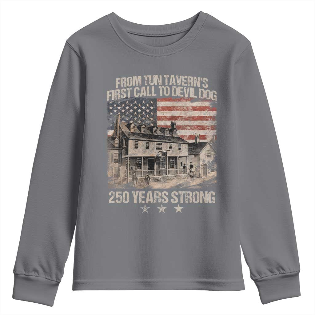 Tun Tavern 250th Anniversary Youth Sweatshirt Patriotic Veteran Military Gift American Flag TS10 Charcoal Print Your Wear