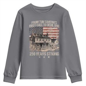 Tun Tavern 250th Anniversary Youth Sweatshirt Patriotic Veteran Military Gift American Flag TS10 Charcoal Print Your Wear