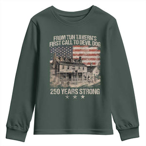 Tun Tavern 250th Anniversary Youth Sweatshirt Patriotic Veteran Military Gift American Flag TS10 Dark Forest Green Print Your Wear