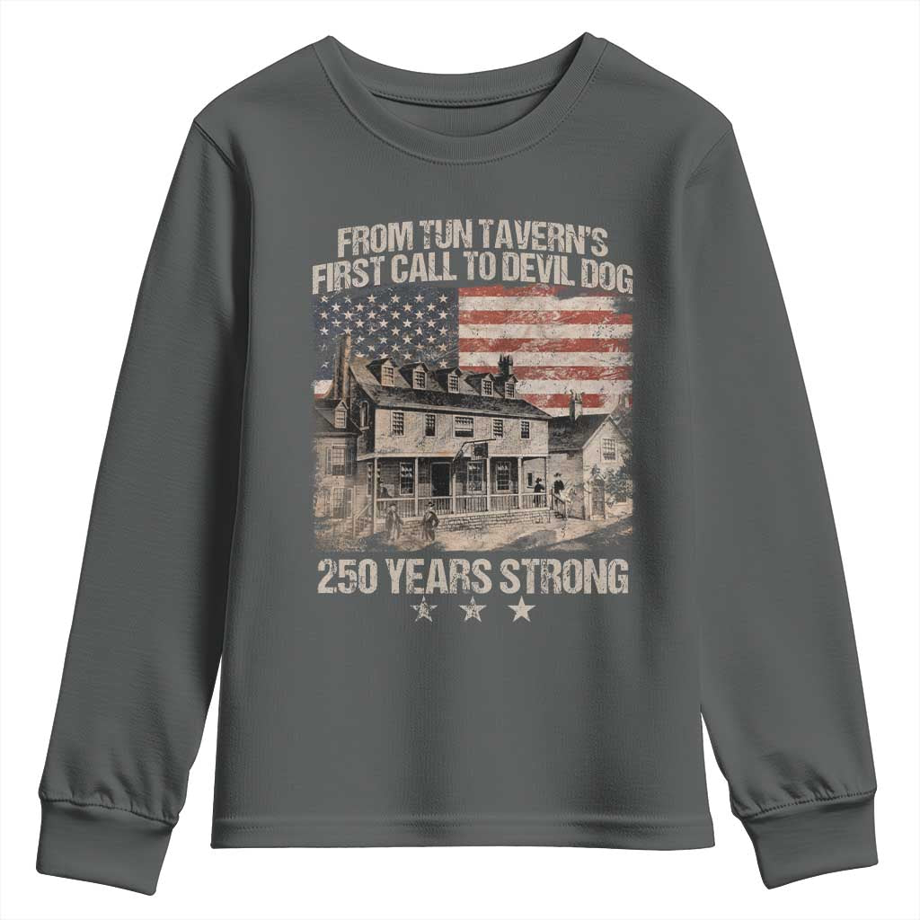 Tun Tavern 250th Anniversary Youth Sweatshirt Patriotic Veteran Military Gift American Flag TS10 Dark Heather Print Your Wear