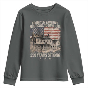 Tun Tavern 250th Anniversary Youth Sweatshirt Patriotic Veteran Military Gift American Flag TS10 Dark Heather Print Your Wear