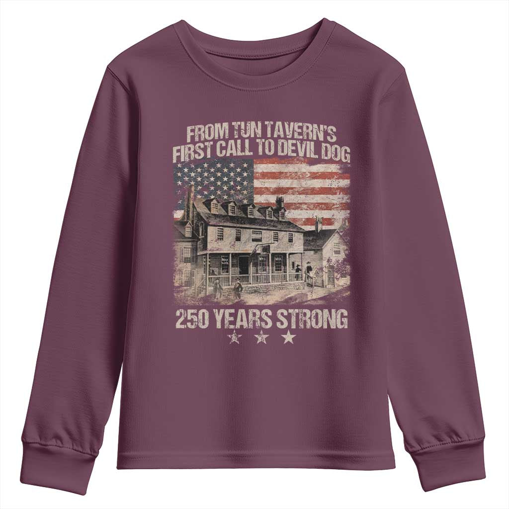 Tun Tavern 250th Anniversary Youth Sweatshirt Patriotic Veteran Military Gift American Flag TS10 Maroon Print Your Wear