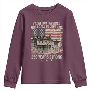 Tun Tavern 250th Anniversary Youth Sweatshirt Patriotic Veteran Military Gift American Flag TS10 Maroon Print Your Wear