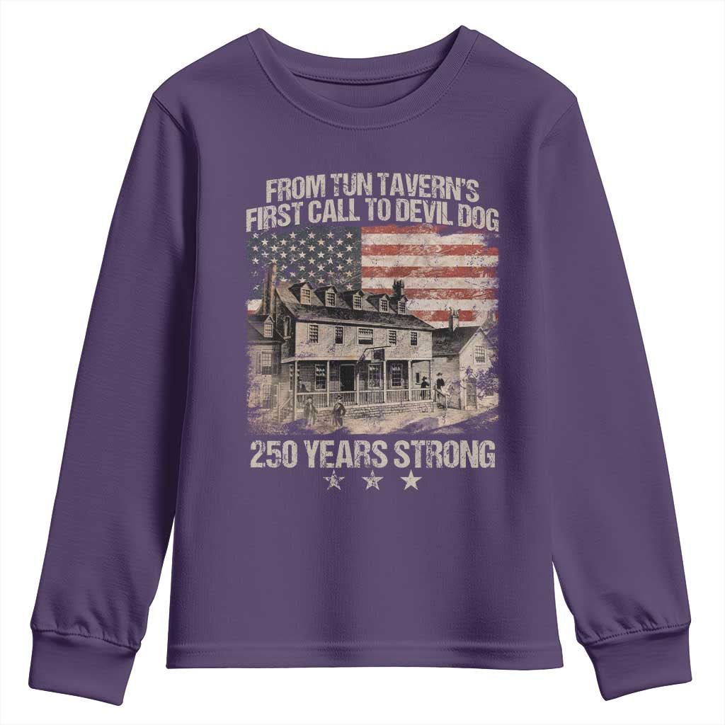 Tun Tavern 250th Anniversary Youth Sweatshirt Patriotic Veteran Military Gift American Flag TS10 Purple Print Your Wear