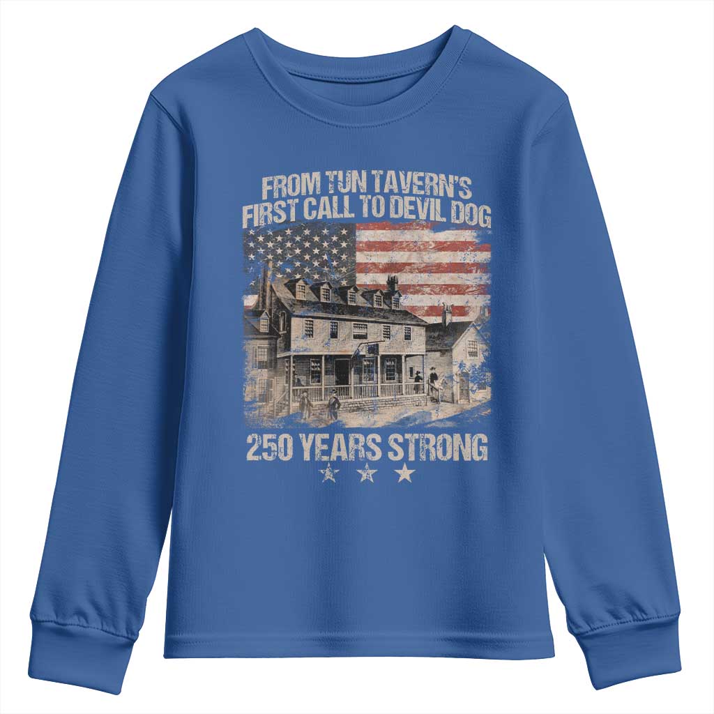 Tun Tavern 250th Anniversary Youth Sweatshirt Patriotic Veteran Military Gift American Flag TS10 Royal Blue Print Your Wear