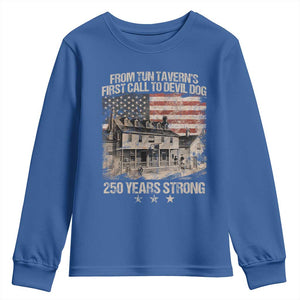 Tun Tavern 250th Anniversary Youth Sweatshirt Patriotic Veteran Military Gift American Flag TS10 Royal Blue Print Your Wear