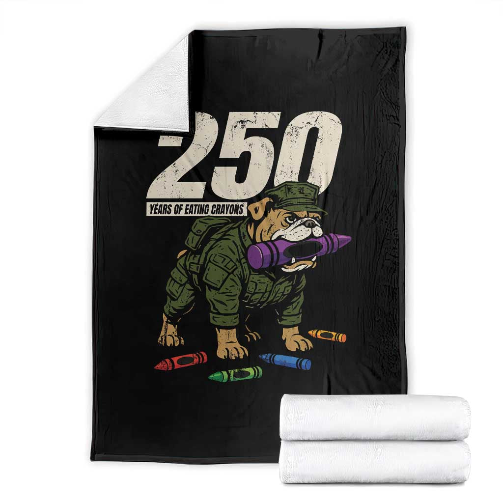 250 Years Of Eating Crayons Throw Blanket Vintage Bulldog Patriotic Veteran Military Gift TS10 Black Print Your Wear