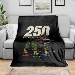 250 Years Of Eating Crayons Throw Blanket Vintage Bulldog Patriotic Veteran Military Gift TS10 Print Your Wear