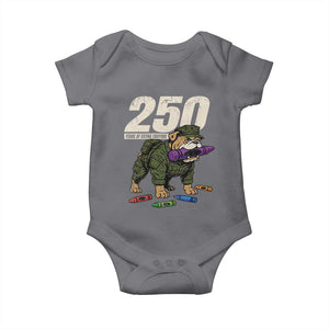250 Years Of Eating Crayons Baby Onesie Vintage Bulldog Patriotic Veteran Military Gift TS10 Charcoal Print Your Wear