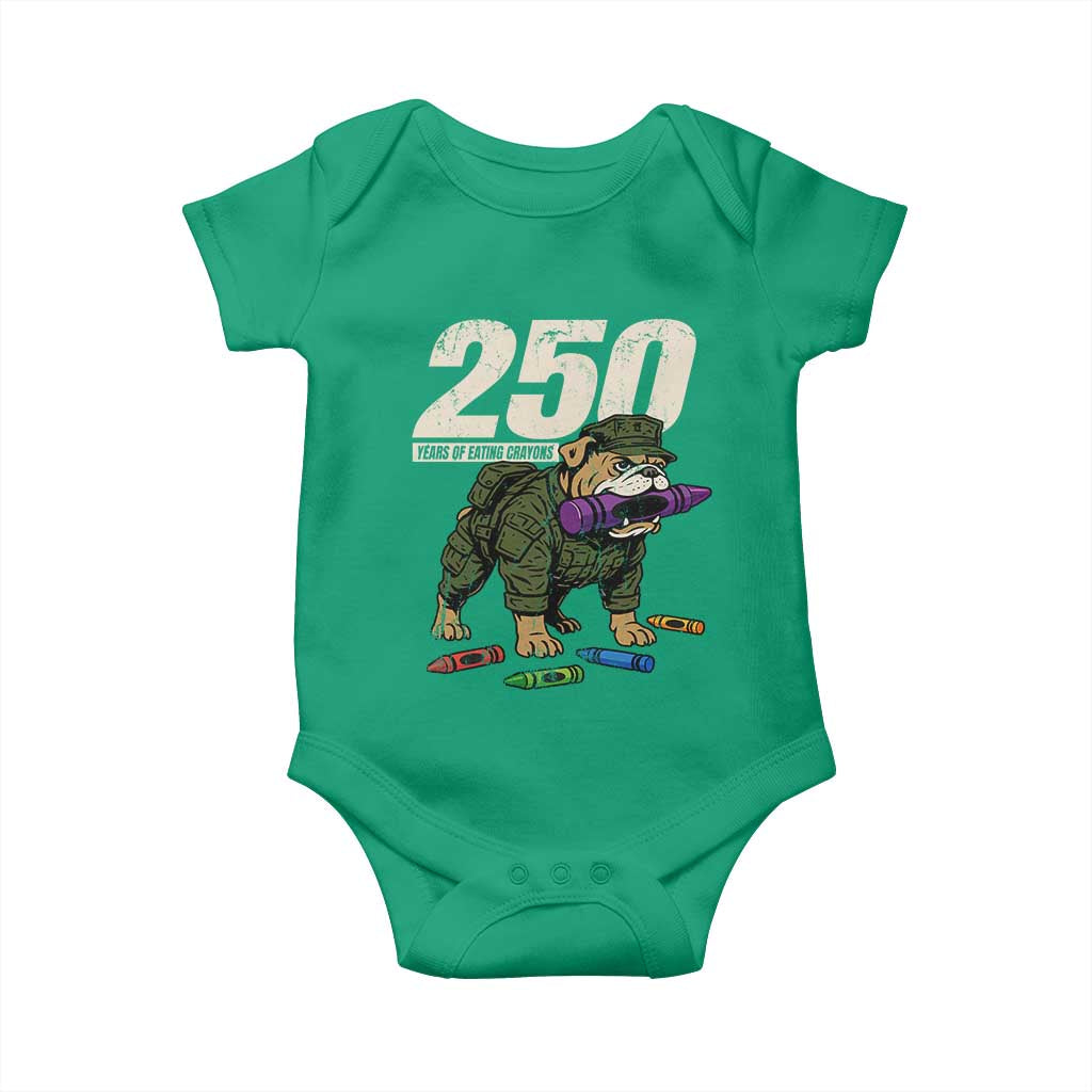 250 Years Of Eating Crayons Baby Onesie Vintage Bulldog Patriotic Veteran Military Gift TS10 Irish Green Print Your Wear