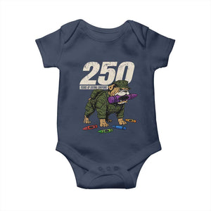 250 Years Of Eating Crayons Baby Onesie Vintage Bulldog Patriotic Veteran Military Gift TS10 Navy Print Your Wear