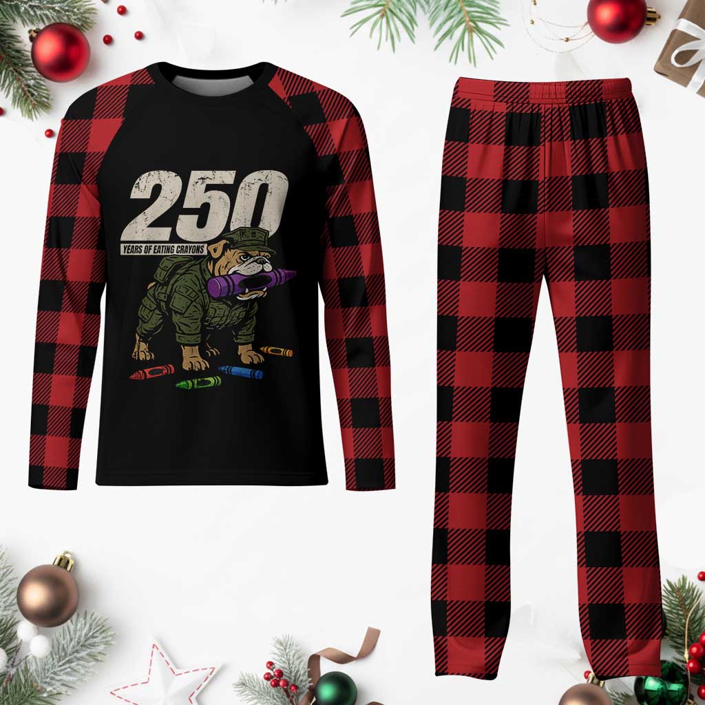 250 Years Of Eating Crayons Plaid Pajama Set Vintage Bulldog Patriotic Veteran Military Gift TS10 Buffalo Plaid Print Your Wear