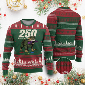 250 Years Of Eating Crayons Ugly Christmas Sweater Vintage Bulldog Patriotic Veteran Military Gift TS10 Red Green Print Your Wear