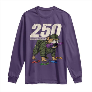 250 Years Of Eating Crayons Long Sleeve Shirt Vintage Bulldog Patriotic Veteran Military Gift TS10 Purple Print Your Wear