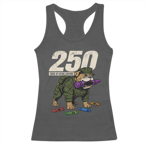 250 Years Of Eating Crayons Racerback Tank Top Vintage Bulldog Patriotic Veteran Military Gift TS10 Dark Heather Print Your Wear