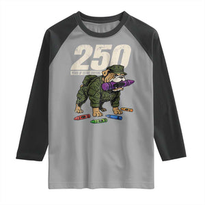 250 Years Of Eating Crayons Raglan Shirt Vintage Bulldog Patriotic Veteran Military Gift TS10 Sport Gray Black Print Your Wear