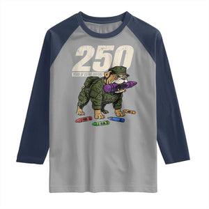 250 Years Of Eating Crayons Raglan Shirt Vintage Bulldog Patriotic Veteran Military Gift TS10 Sport Gray Navy Print Your Wear