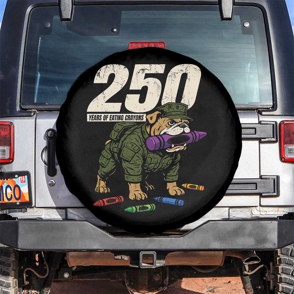 250 Years Of Eating Crayons Spare Tire Cover Vintage Bulldog Patriotic Veteran Military Gift TS10 No hole Black Print Your Wear