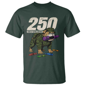 250 Years Of Eating Crayons T Shirt Vintage Bulldog Patriotic Veteran Military Gift TS10 Dark Forest Green Print Your Wear