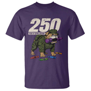 250 Years Of Eating Crayons T Shirt Vintage Bulldog Patriotic Veteran Military Gift TS10 Purple Print Your Wear